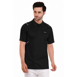 Whitedot Omega Quick Dry Half Sleeves Polo T-Shirt - Black