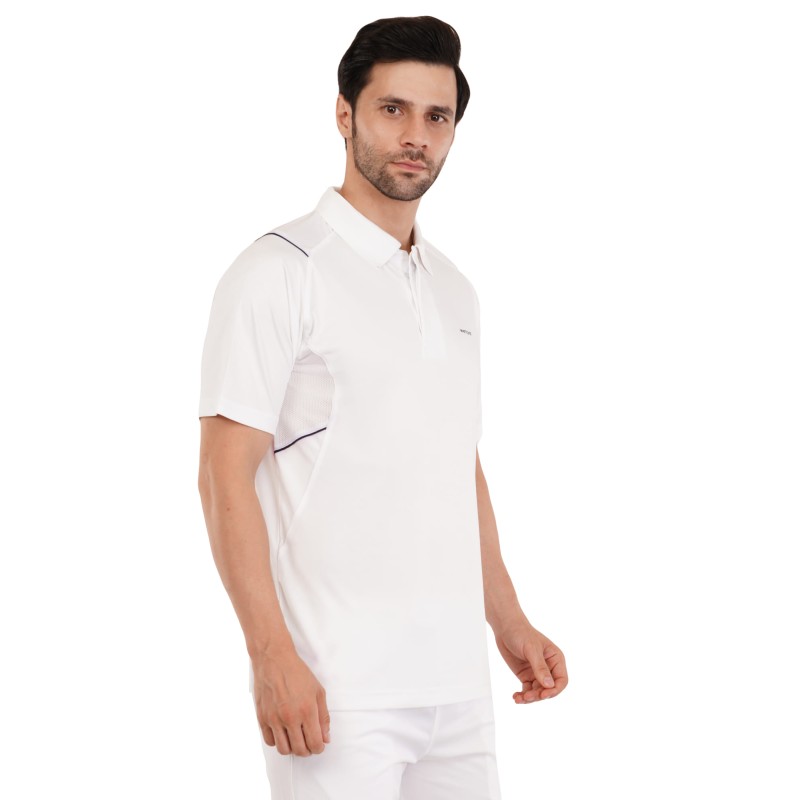 Whitedot Omega Quick Dry Half Sleeves Polo T-Shirt - White
