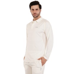 Whitedot Hexa Quick Dry Full Sleeves Polo T-Shirt - Off-White