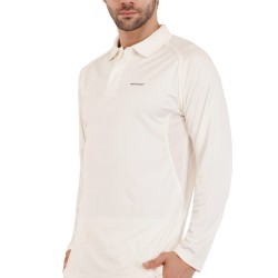 Whitedot Hexa Quick Dry Full Sleeves Polo T-Shirt - Off-White