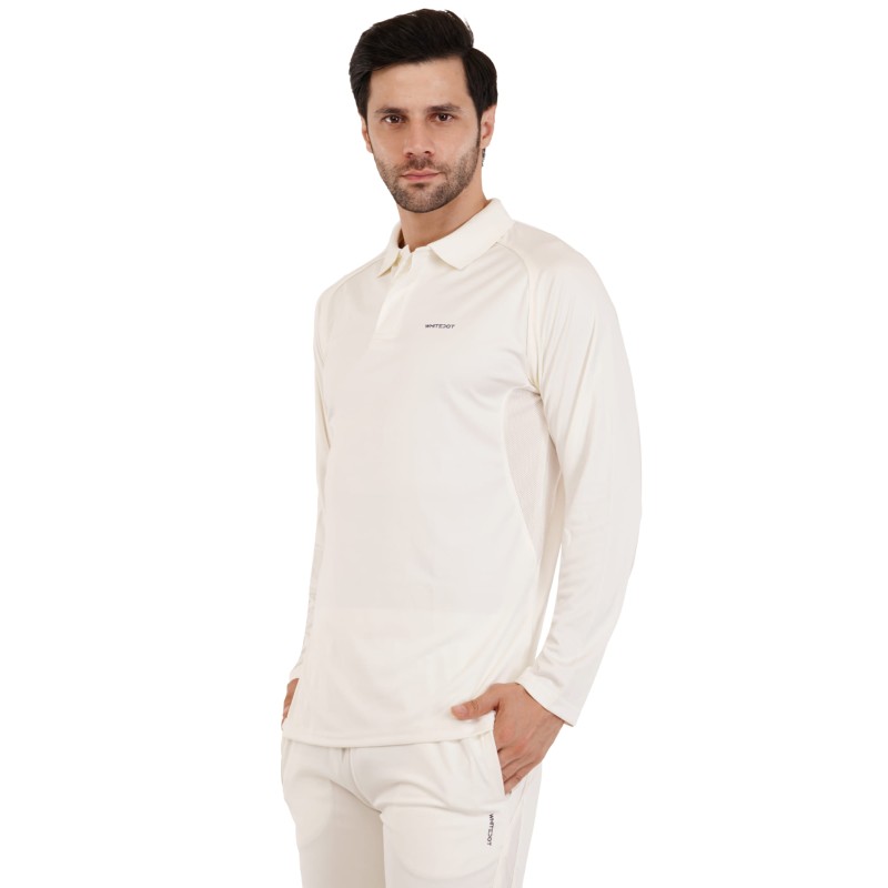 Whitedot Hexa Quick Dry Full Sleeves Polo T-Shirt - Off-White