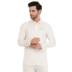 Whitedot Hexa Quick Dry Full Sleeves Polo T-Shirt - Off-White