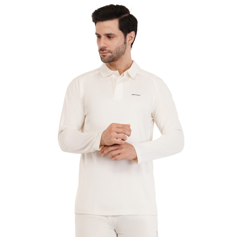 Whitedot Hexa Quick Dry Full Sleeves Polo T-Shirt - Off-White