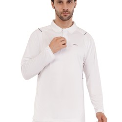 Whitedot Omega Quick Dry Full Sleeves Polo T-Shirt - White
