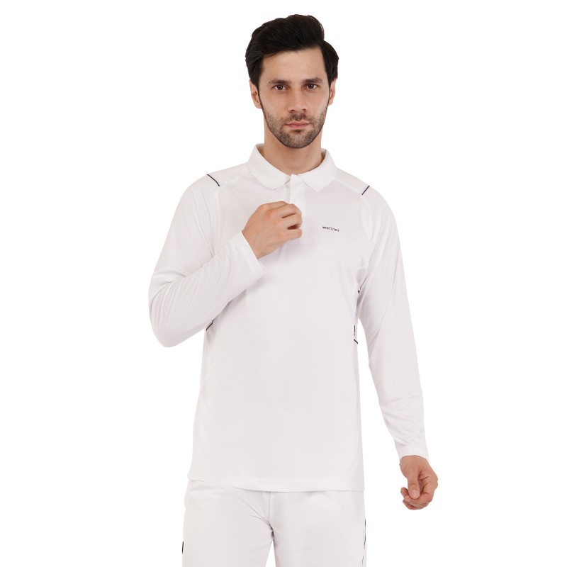 Whitedot Omega Quick Dry Full Sleeves Polo T-Shirt - White
