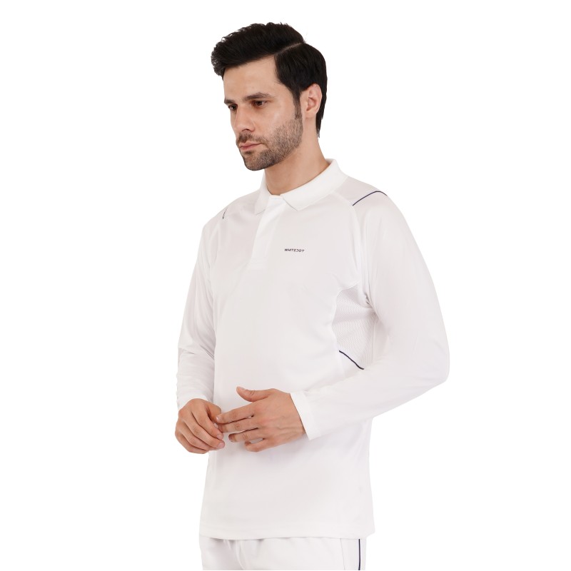 Whitedot Omega Quick Dry Full Sleeves Polo T-Shirt - White