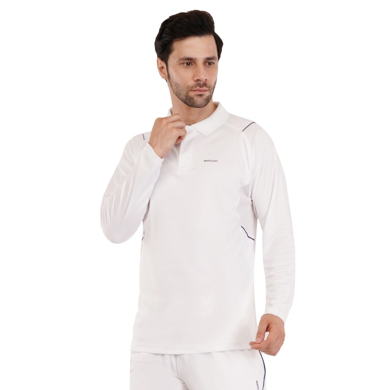 Whitedot Omega Quick Dry Full Sleeves Polo T-Shirt - White