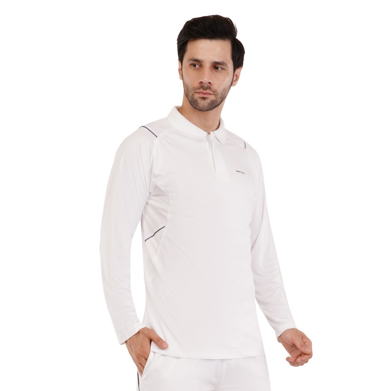 Whitedot Omega Quick Dry Full Sleeves Polo T-Shirt - White