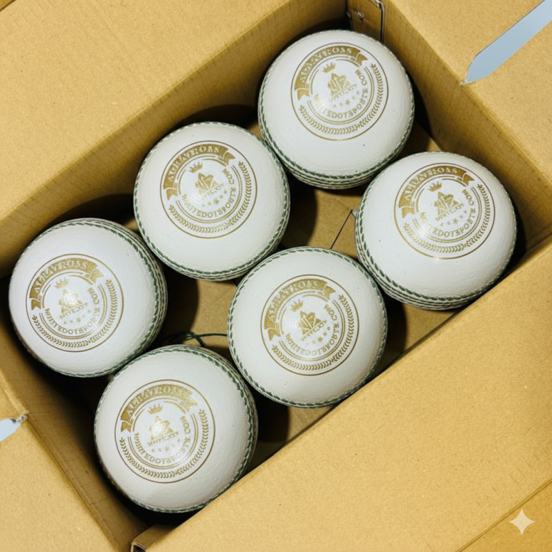 Whitedot Albatross White Cricket Leather Ball - 40 Over - Pack of 6