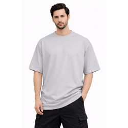 L Grey Drop Shoulder T-shirt