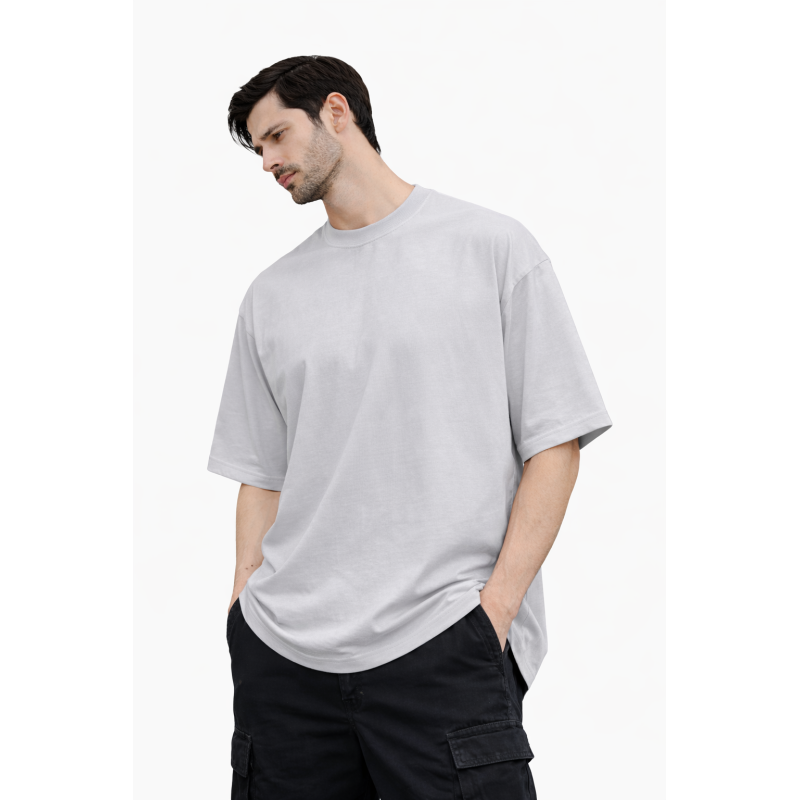 L Grey Drop Shoulder T-shirt