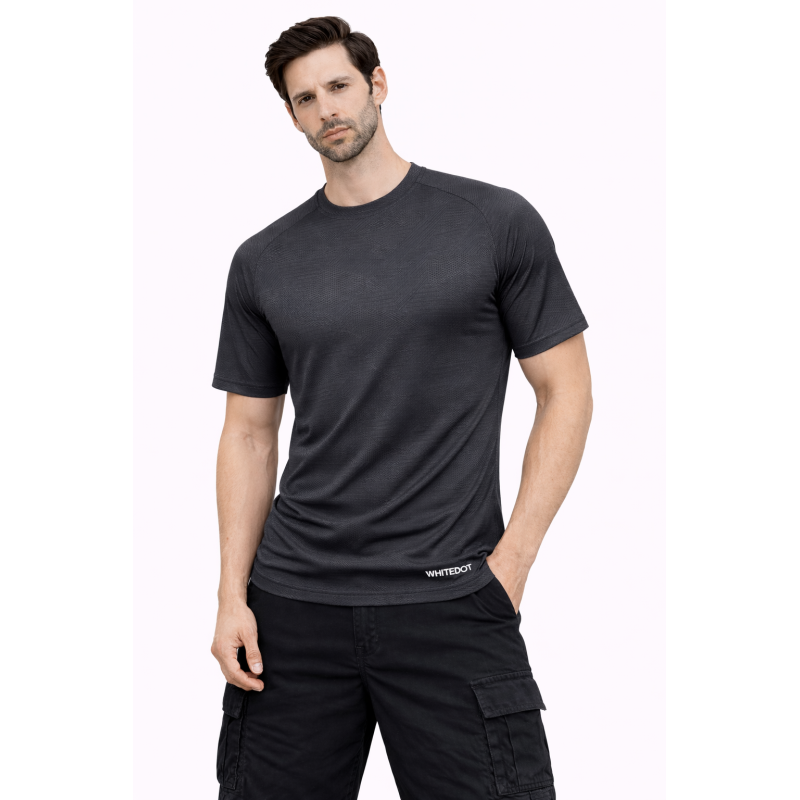 Whitedot FlexFit Round Neck Regular Dry Fit Gym Sports T-Shirt - Dark Grey