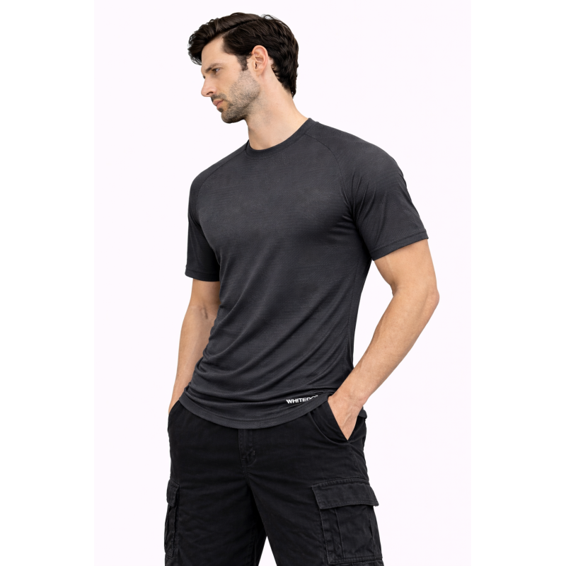 Whitedot FlexFit Round Neck Regular Dry Fit Gym Sports T-Shirt - Dark Grey