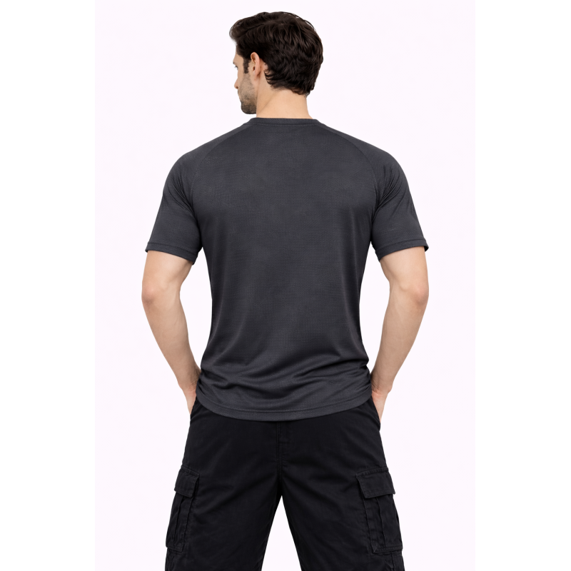 Whitedot FlexFit Round Neck Regular Dry Fit Gym Sports T-Shirt - Dark Grey