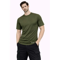 Whitedot FlexFit Round Neck Regular Dry Fit Gym Sports T-Shirt - Military Green