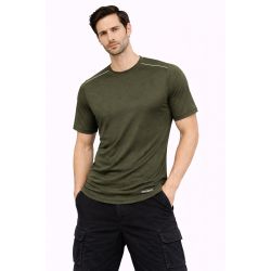 Whitedot FlexFit Round Neck Regular Dry Fit Gym Sports T-Shirt - Military Green