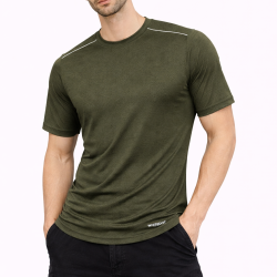 Whitedot FlexFit Round Neck Regular Quick Dry Training Sports T-Shirt - Military Green