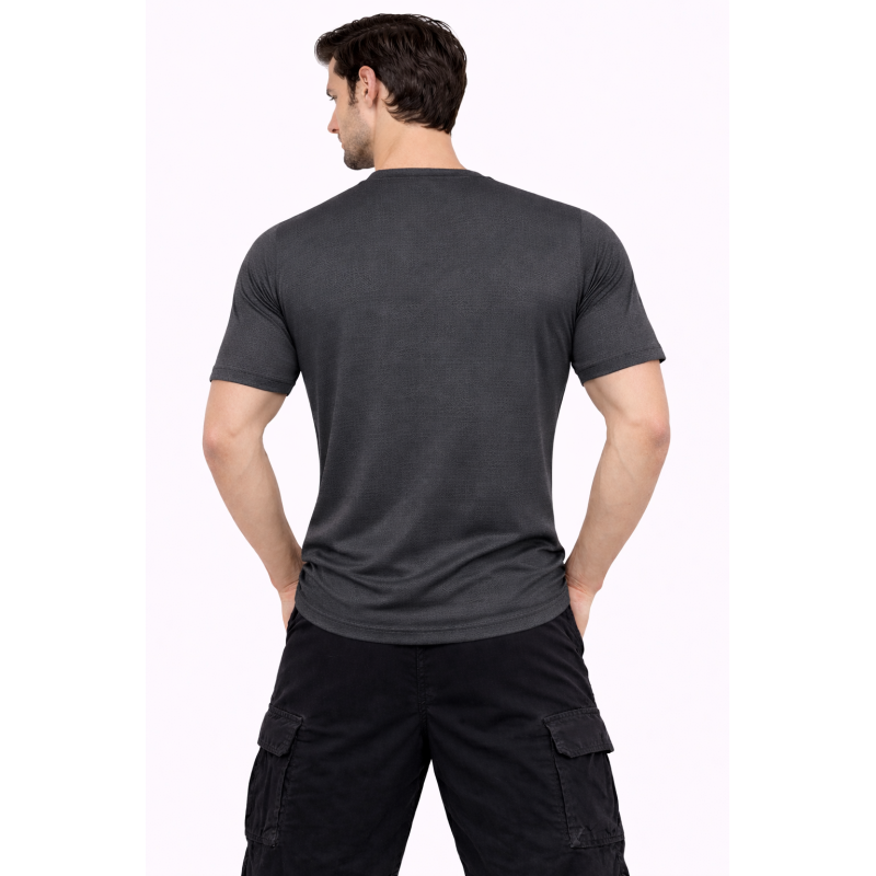 Whitedot FlexFit Round Neck Regular Dry Fit Gym Sports T-Shirt - Dark Grey