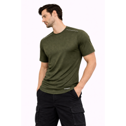 Whitedot FlexFit Round Neck Regular Dry Fit Gym Sports T-Shirt - Military Green