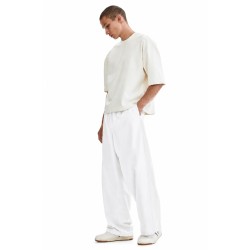 Whitedot Summer Loose fit Polyester Track Pants - White