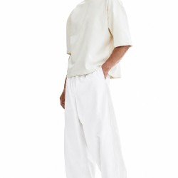 Whitedot Summer Loose fit Polyester Track Pants - White