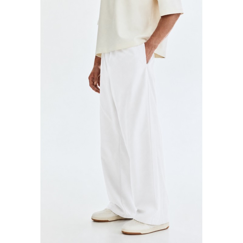 Whitedot Summer Loose fit Polyester Track Pants - White