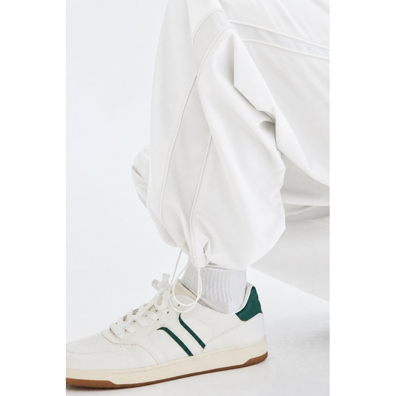 Whitedot Summer Loose fit Polyester Track Pants - White
