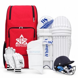 Whitedot Eleanor 5.0 Cricket Combo Kit with Elite Red Kitbag & Helmet