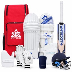 Whitedot Eleanor 8.0 Kashmir Willow Complete Cricket Combo Kit with Elite Red Kitbag