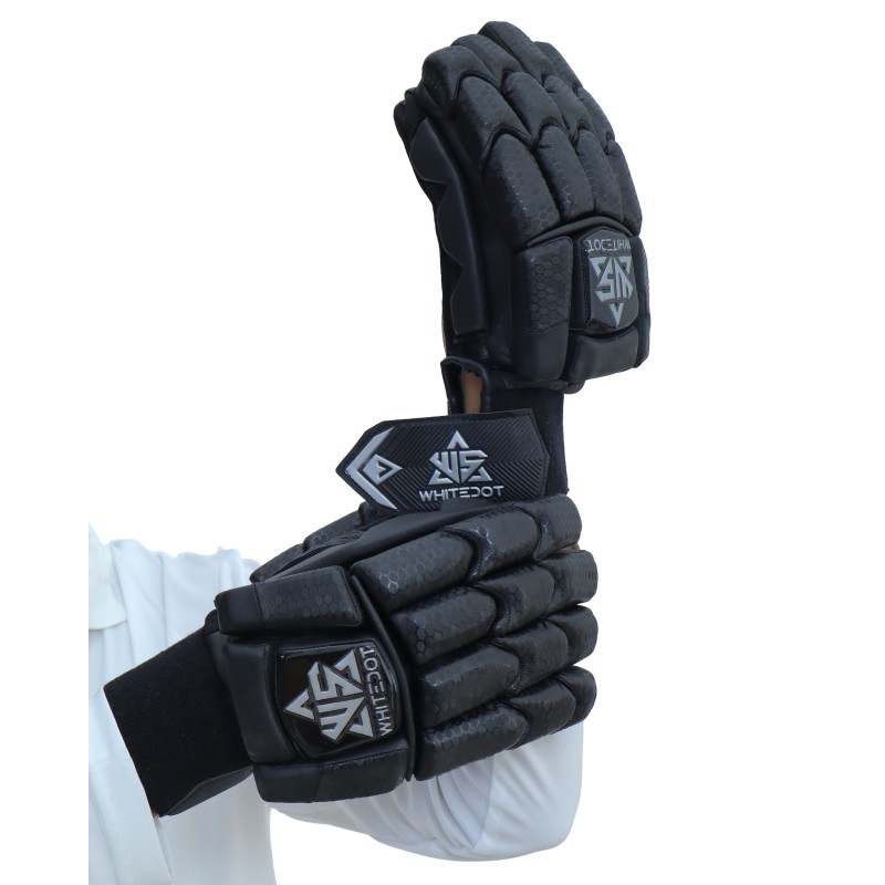 Whitedot Egret Black Cricket Batting Gloves