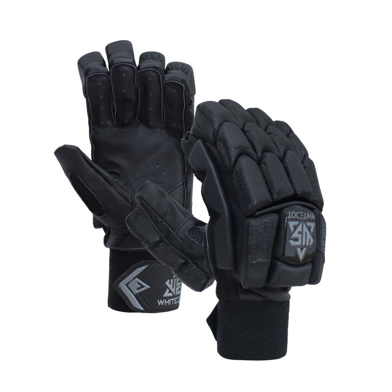 Whitedot Egret Black Cricket Batting Gloves