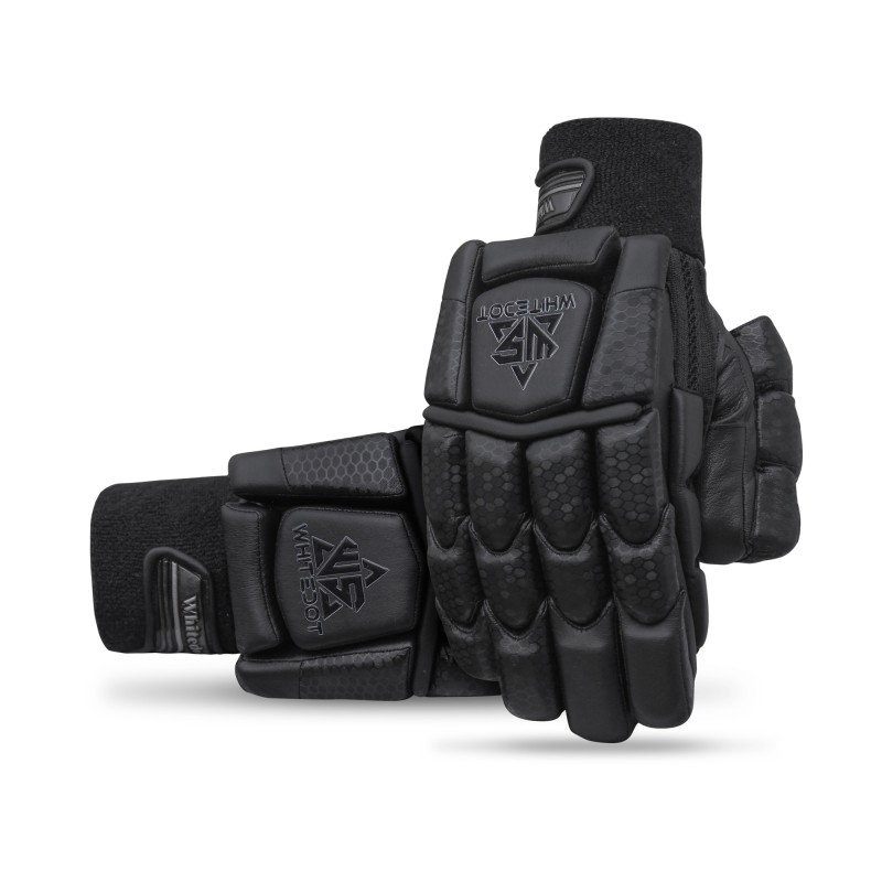 Whitedot Egret Black Cricket Batting Gloves