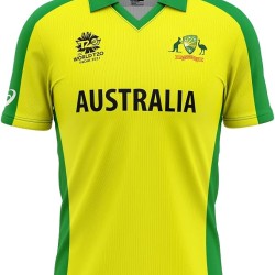 Australia T20 World Cup 2021 Half Sleeves Cricket Fan Jersey - 100% Dryfit Polyester - With Name Personalization Australia T20 World Cup 2021 Half Sleeves Cricket Fan Jersey - 100% Dryfit Polyester - With Name Personalization