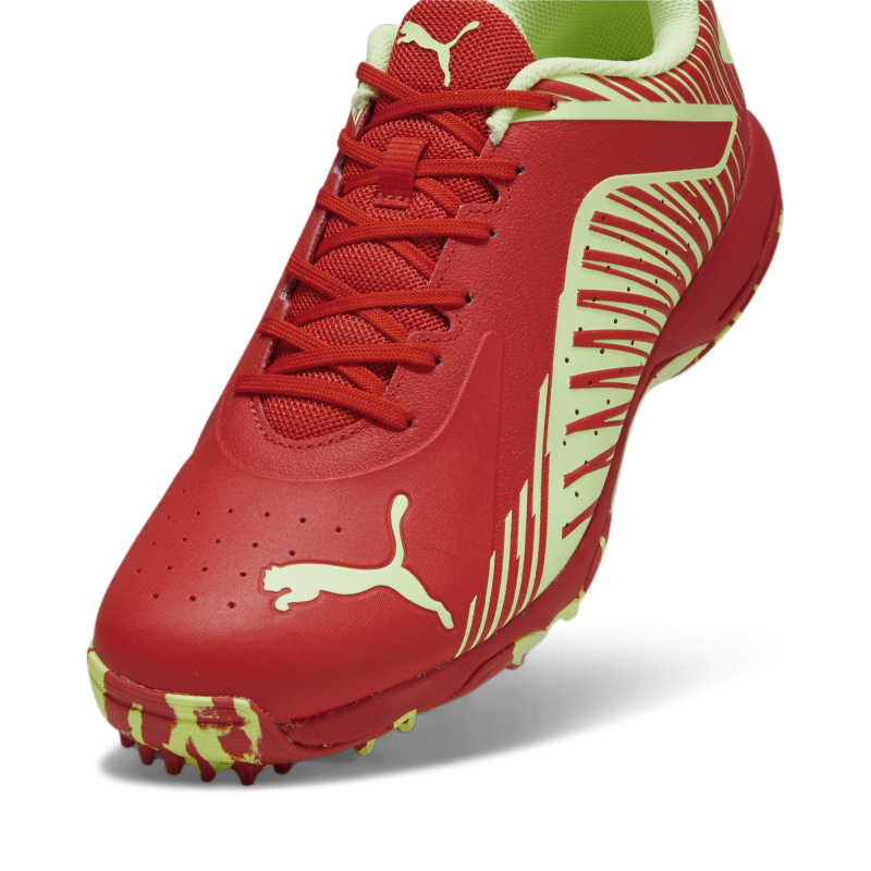 Puma 22 FH Rubber Unisex Cricket Shoes - Red-Speed Green Puma 22 FH Rubber Unisex Cricket Shoes - Red-Speed Green