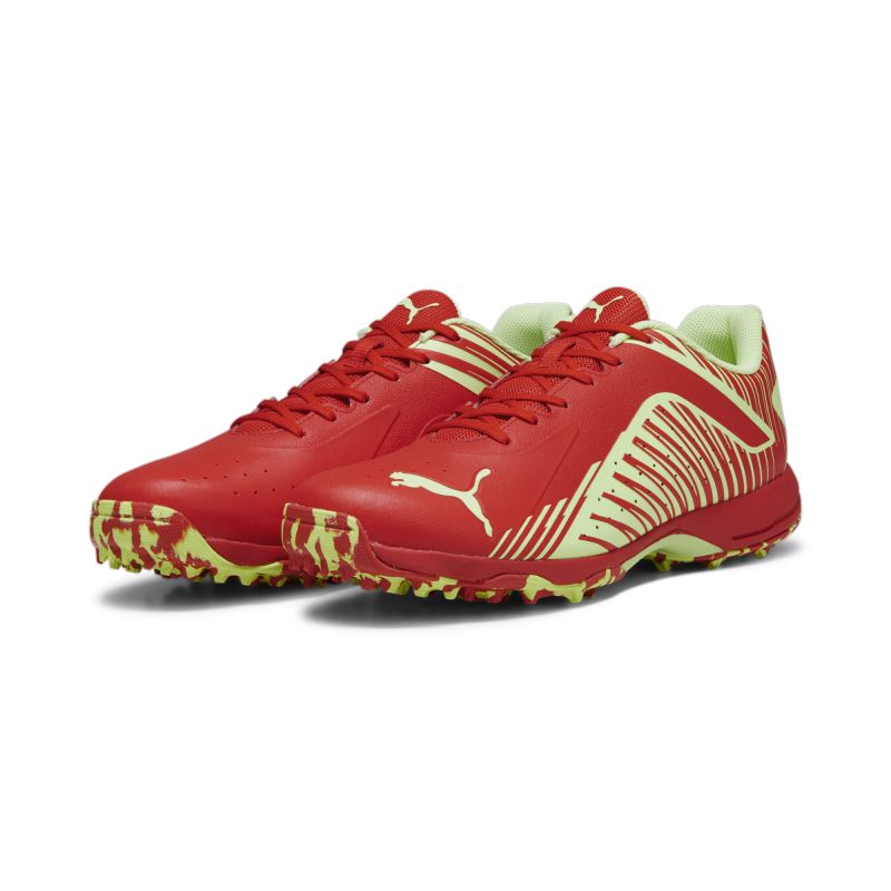 Puma 22 FH Rubber Unisex Cricket Shoes - Red-Speed Green Puma 22 FH Rubber Unisex Cricket Shoes - Red-Speed Green