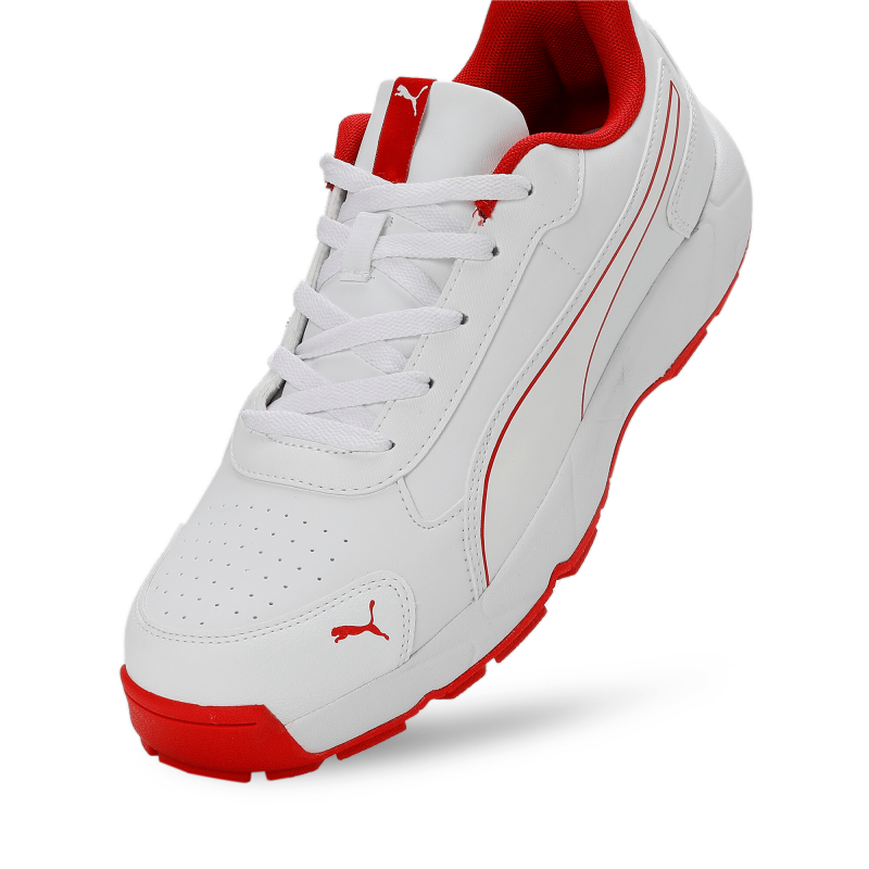 Puma Classic Cat Cricket Shoes - PUMA White-Grey Dawn-Red Blast
