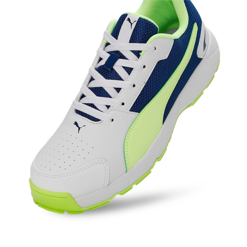 Puma High Run Cricket Shoes - PUMA White-Blazing Blue-Fast Yellow