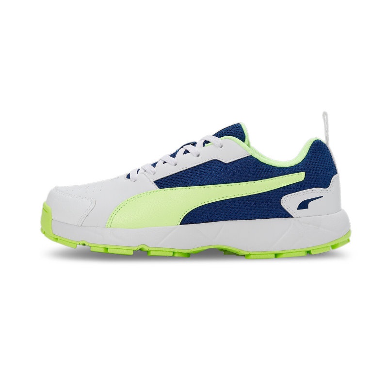 Puma High Run Cricket Shoes - PUMA White-Blazing Blue-Fast Yellow
