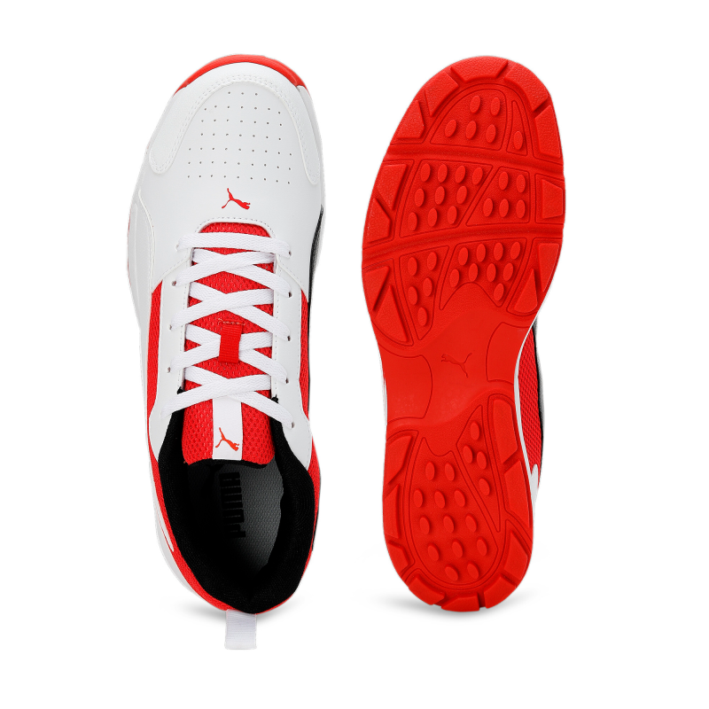 Puma High Run Cricket Shoes - PUMA White-Burnt Red-PUMA Black Puma High Run Cricket Shoes - PUMA White-Burnt Red-PUMA Black