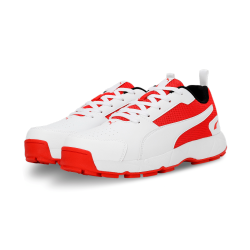 Puma High Run Cricket Shoes - PUMA White-Burnt Red-PUMA Black