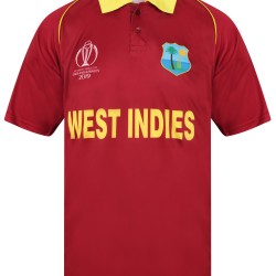 West Indies T20 World Cup 2019 Half Sleeves Cricket Fan Jersey - 100% Dryfit Polyester - With Name Personalization