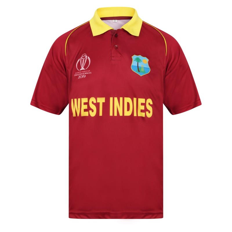 West Indies T20 World Cup 2019 Half Sleeves Cricket Fan Jersey - 100% Dryfit Polyester - With Name Personalization West Indies T20 World Cup 2019 Half Sleeves Cricket Fan Jersey - 100% Dryfit Polyester - With Name Personalization
