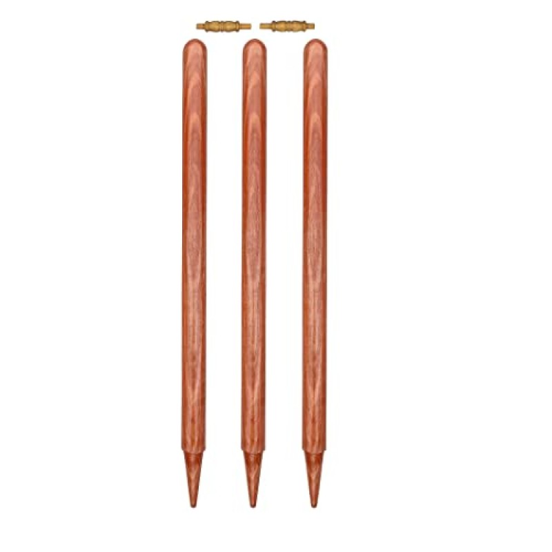 Whitedot Brown Wooden Stumps - Set of 3 stumps and 2 bails