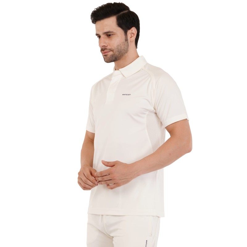 Whitedot Hexa Quick Dry Cricket White Polo T-Shirt - Off White