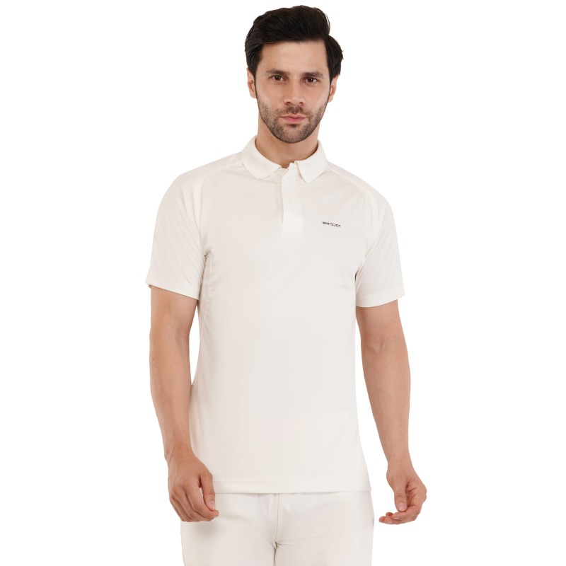 Whitedot Hexa Quick Dry Cricket White Polo T-Shirt - Off White