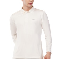 Whitedot Novelty Quick Dry Cricket Polo T-Shirt - Full Sleeves - Off White