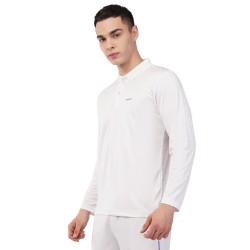 Whitedot Novelty Quick Dry Cricket Polo T-Shirt - Full Sleeves - White