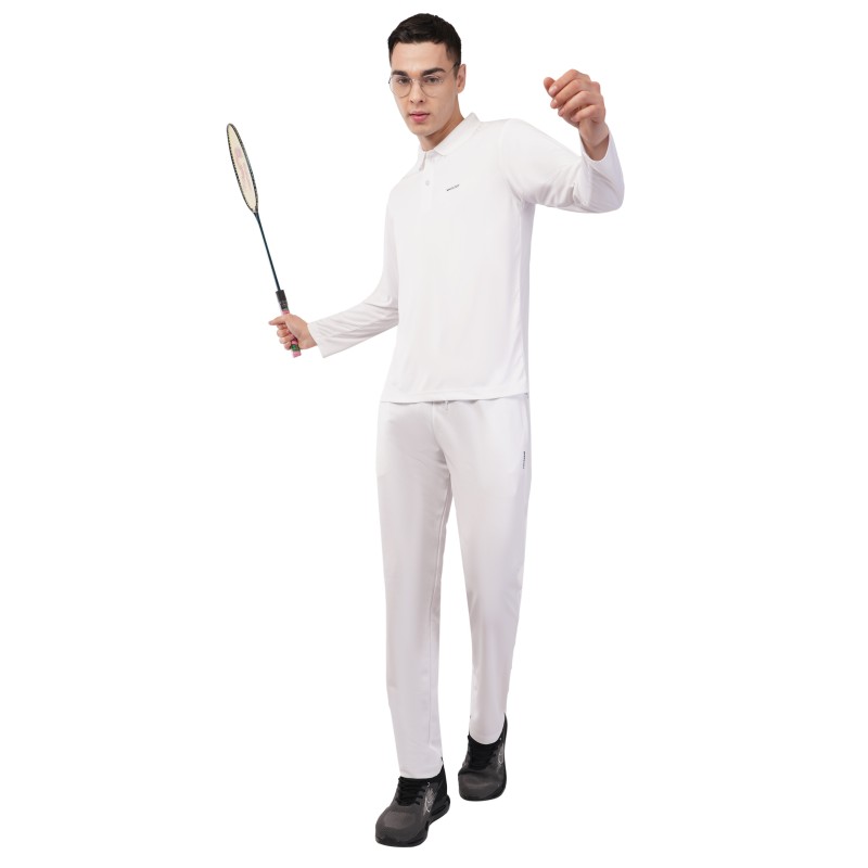 Whitedot Novelty Quick Dry Cricket Polo T-Shirt - Full Sleeves - White