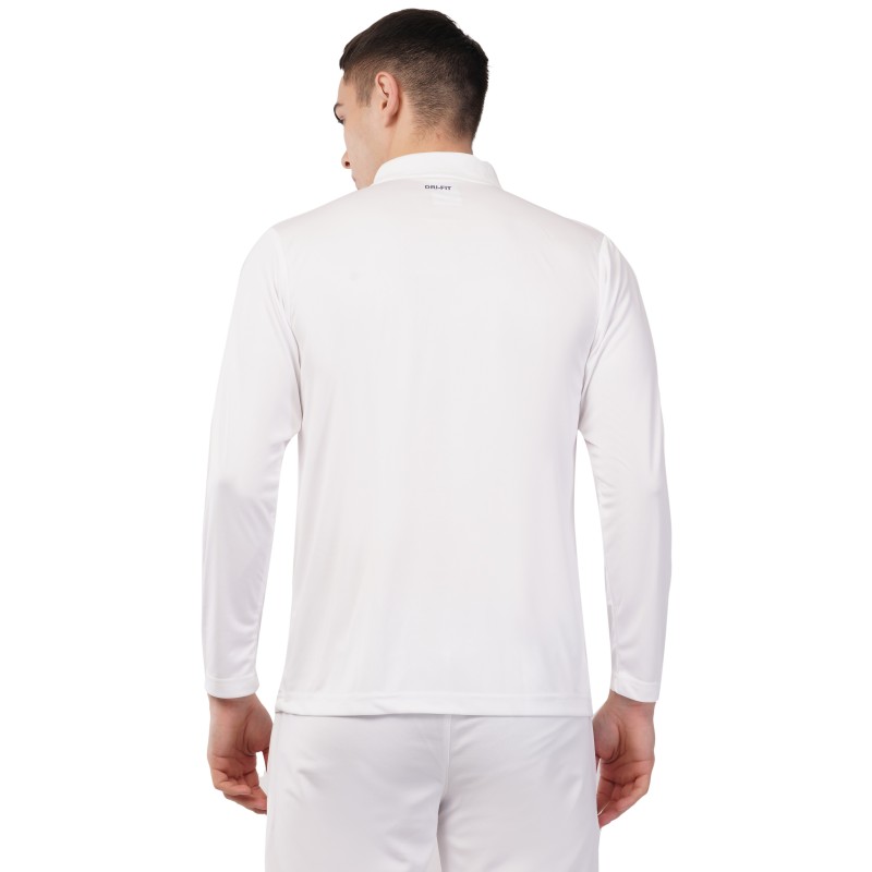Whitedot Novelty Quick Dry Cricket Polo T-Shirt - Full Sleeves - White