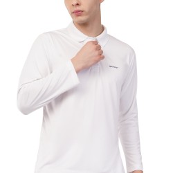 Whitedot Novelty Quick Dry Cricket Polo T-Shirt - Full Sleeves - White